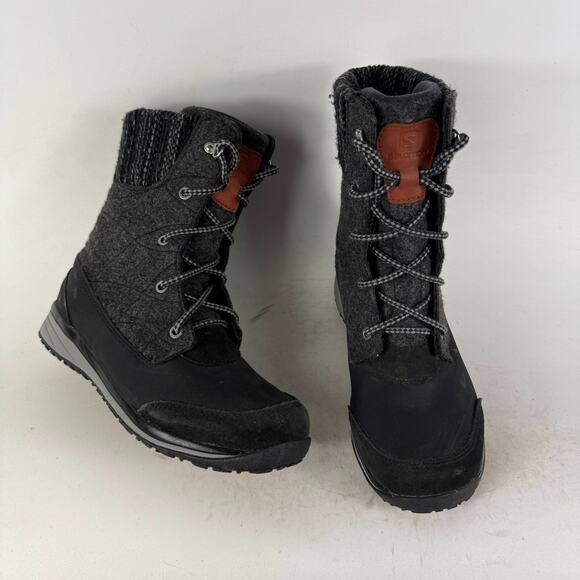 Salomon Hime Mid Snow Bootie Women's 6.5 Gray Lace-Up Waterproof Winter Boots - Picture 1 of 9